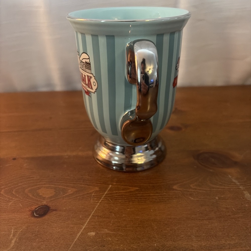 Disneys Boardwalk Resort Mug With Silver Trim & Blue Stripes
